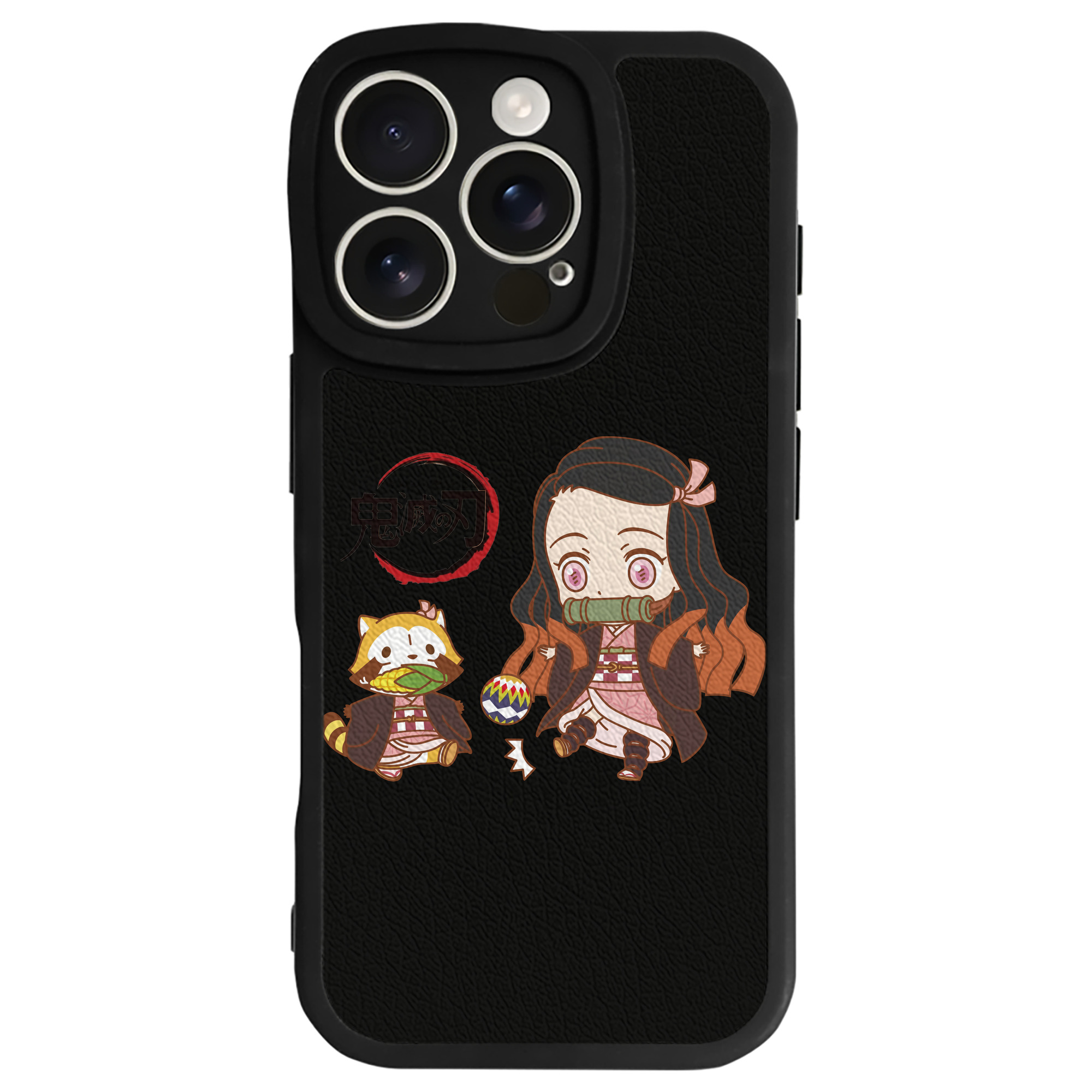 （画像用） 鬼滅の刃（きめつのやいば）竈門 禰󠄀豆子／かまど ねずこ Kamado Nezuko 【iPhone 16シリーズ対応】シリコンスマホケース（レザー調） 材質：シリコン